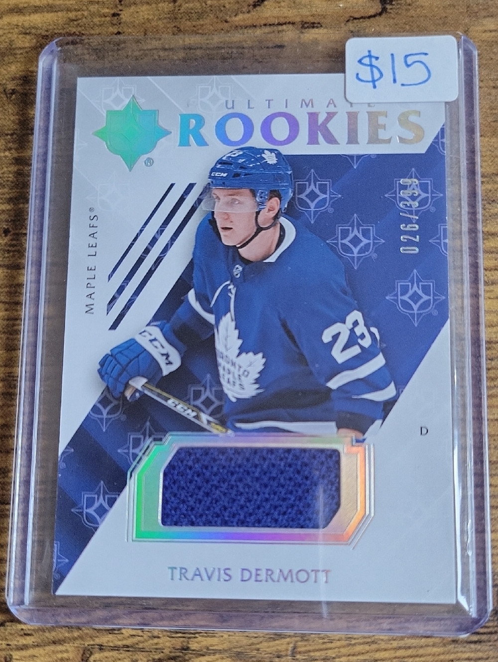 Travis Dermott Ultimate Rookies Game-Worn Jersey Card - Blue